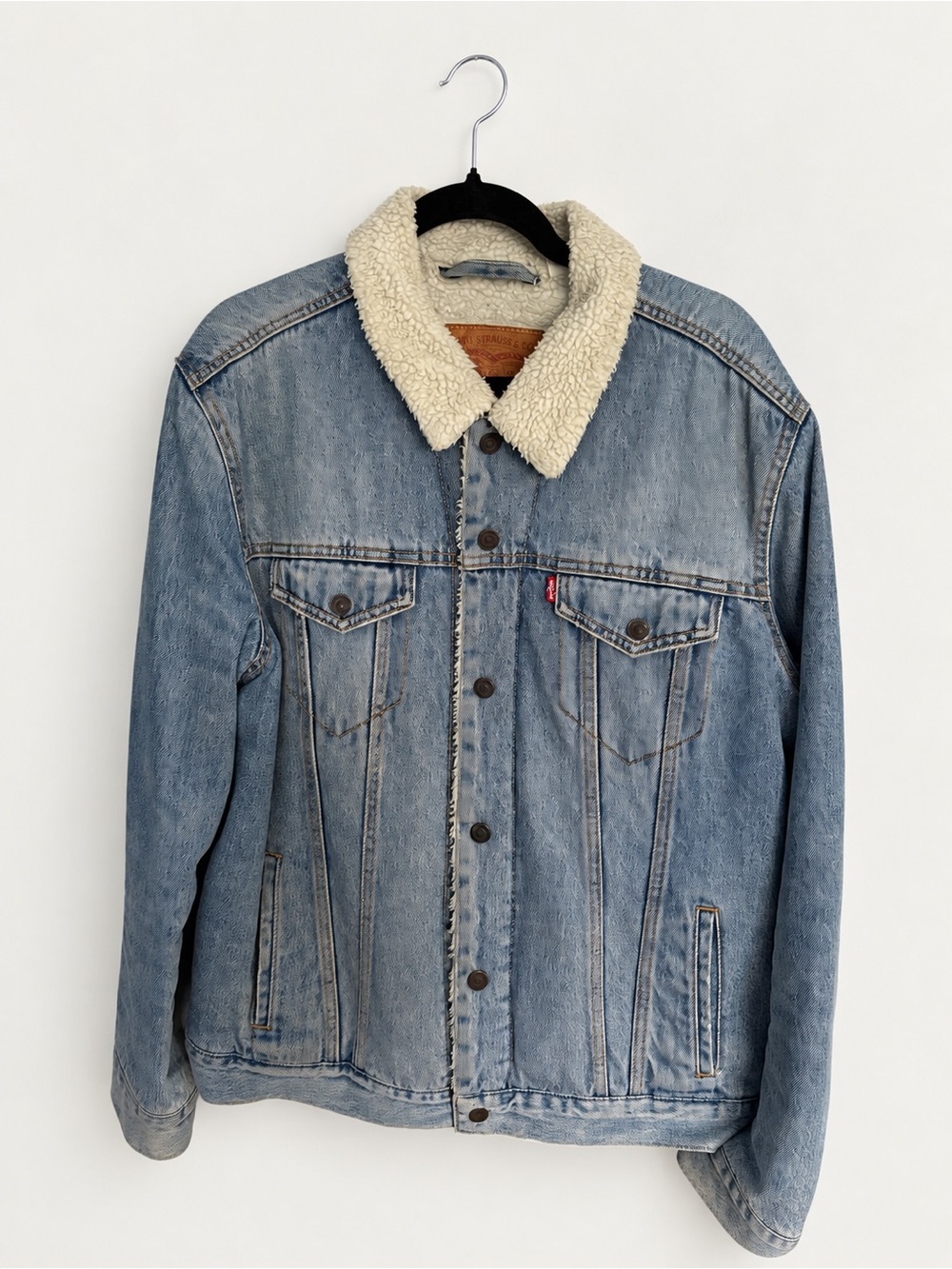 Levi's Blue Denim Jacket with Cream Sherpa Collar